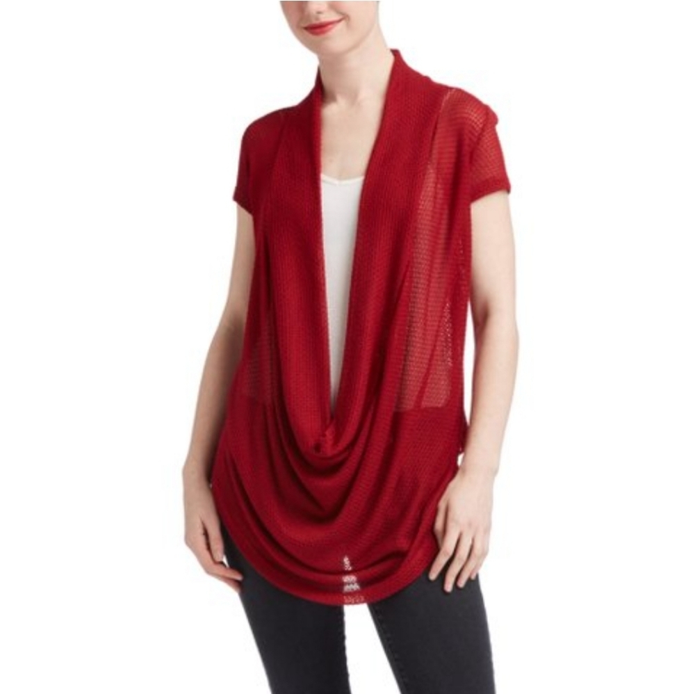 Gorgeous Plunging Cowl Neck Layering Top Purple M